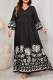 Black V Neck Flare Sleeves Printed Dress