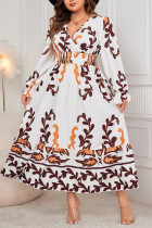 White V Neck Plus Size Dress