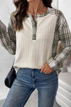 Raglan Plaid Sleeves Top