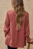 Red Smocked Button Up Shirt