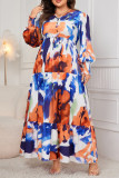 Tie Dye Plus Size V Neck Dress