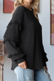 Solid Color Ruffle Lantern Sleeves Top