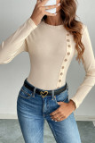Apricot One Piece Ribbed Knitting Bodysuit
