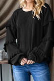 Solid Color Ruffle Lantern Sleeves Top