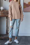 Solid Color Ruffle Lantern Sleeves Top