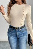 Apricot One Piece Ribbed Knitting Bodysuit