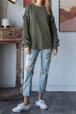Solid Color Ruffle Lantern Sleeves Top