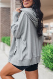 Grey Hooded Drawstring Sweatshirt