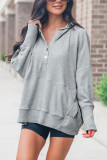 Grey Hooded Drawstring Sweatshirt