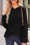 Ribbed Knitting Hooded Sweatshirt