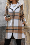 Plaid Hooded Zipper Shacket