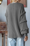 Solid Color Ruffle Lantern Sleeves Top