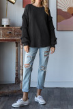 Solid Color Ruffle Lantern Sleeves Top