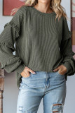 Solid Color Ruffle Lantern Sleeves Top