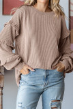 Solid Color Ruffle Lantern Sleeves Top