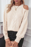 Drop Shoulder Cable Knitting Sweater