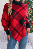 Plaid Irregular Sweater Cape