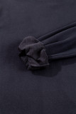 Black Plain Drop Shoulder Crewneck Pullover Sweatshirt