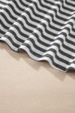 Gray Stripe Drop Sleeve Round Neck Oversized Long Sleeve Top