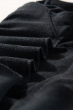 Black Plain Drop Shoulder Crewneck Pullover Sweatshirt