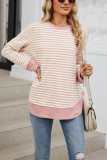 Crew Neck Stripes Long Sleeves Sweatshirt