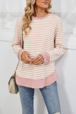 Crew Neck Stripes Long Sleeves Sweatshirt