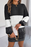 Colorblock Cable Sweater Dress