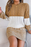 Colorblock Cable Sweater Dress