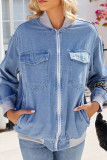 Washed Baseball Denim Jacket