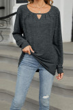 Solid Color Crew Neck Long Sleeves Top
