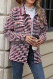Houndstooth Pockets Woolen Coat