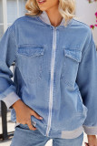Washed Baseball Denim Jacket
