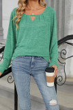 Solid Color Crew Neck Long Sleeves Top