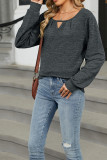 Solid Color Crew Neck Long Sleeves Top