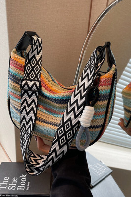 Colorblock Straw Bag