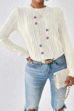 Cable Knit Flower Embroidery Sweater