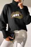 Sequin Glitter Lips Knitting Sweater