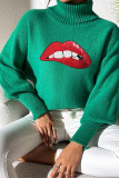 Sequin Glitter Lips Knitting Sweater