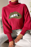 Sequin Glitter Lips Knitting Sweater