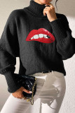 Sequin Glitter Lips Knitting Sweater