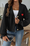 Heart Embroidery Front Open Cardigan