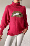 Sequin Glitter Lips Knitting Sweater