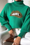 Sequin Glitter Lips Knitting Sweater