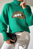Sequin Glitter Lips Knitting Sweater