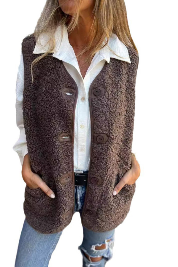 Sleeveless Lamb Fleece Vest Coat
