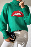 Sequin Glitter Lips Knitting Sweater