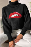 Sequin Glitter Lips Knitting Sweater