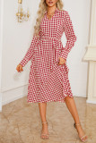 Houndstooth Tie Waist Dress