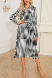 Houndstooth Tie Waist Dress