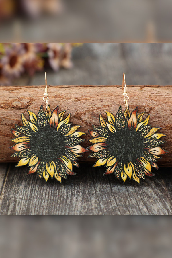 Sunflower Wooden Earrings